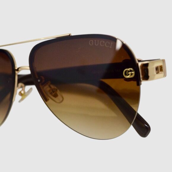 Gucci GG1221 Aviator Sunglasses | Brown Gradient Lens | 59-15-142 - Picture 13 of 14